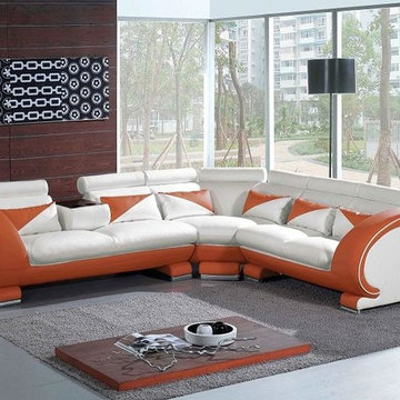 Leather Sectional Sofas with Adjustable Headrests