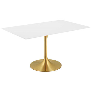 Modway Lippa 60" Rectangle Wood Dining Table in Gold/White -EEI-3256-GLD-WHI