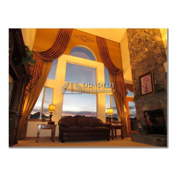 Two Story Arched Cornice Window Treatment