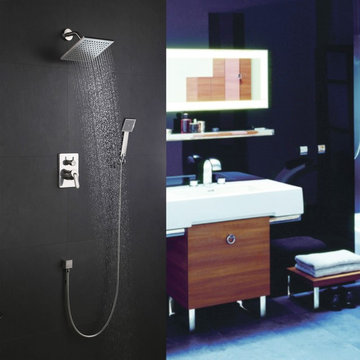 Biscut 2-Function Concealed Brushed Nickel Shower Set with Wall Mounted Rainfall