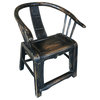 Consigned Black Elm Horseshoe Back Arm Chair
