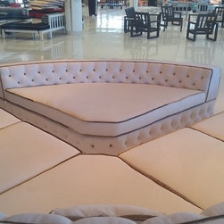 Grand white diamond tufted sectional - Sectional Sofas