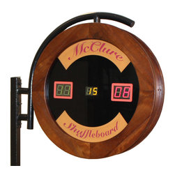 Round Large Score Unit Walnut Wood with Remote - Game Table Accessories