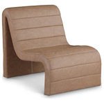 Meridian Furniture - Ivy Upholstered Accent Chair, Brown, Vegan Leather - Count on this Ivy brown vegan leather accent chair quickly becoming the most coveted seat in the house. Wrapped in soft vegan leather and adorned with a channel tufted design, its curved shape offers unparalleled comfort and support. Designed for the modern home, it effortlessly blends contemporary aesthetics with luxurious materials. Whether placed in a cozy corner or as a standout piece in your living room, this chair invites you to unwind in unparalleled elegance and enjoy a moment of tranquil indulgence.