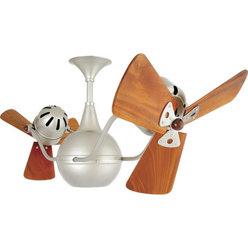 Vent Bettina Dual Ceiling Fan - Wood Blades in Brushed Nickel (damp rated)