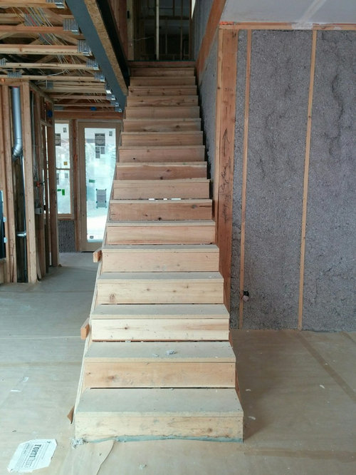 Need help for long run of leaning and bouncy open stairs