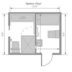 Changing the Large Bathroom into two 9 X 5.5 bathrooms.