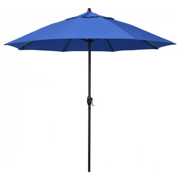 7.5' Patio Umbrella Bronze Pole Fiberglass Ribs Auto Tilt Olefin, Royal Blue