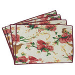Tache Home Fashion - Seasonal Floral Woven Fabric Tapestry Kitchen Table Mats Cloth Placemats, White Floral - Structure: Tapestry / needlepoint style made with sturdy woven fabric that feels high quality and looks elegant. The back of the place mat is a solid color fabric that is sewn to the tapestry front. This well-made placemat will also last you for many seasons to come.
