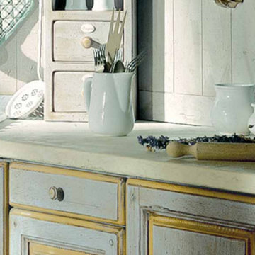 Classic French Country Distressed Blue Painted Kitchen Cabinets By Darash