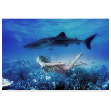 "Swim With Tiger Shark" by Ata Alishahi, Canvas Art, 30"x47"