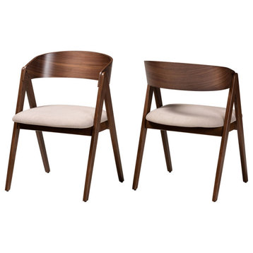 Wilhlem Midcentury Modern 2-Piece Dining Chair Set Beige