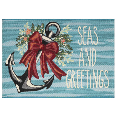 Esencia Seas And Greetings Indoor/Outdoor Mat Ocean 2'5"x3'11"