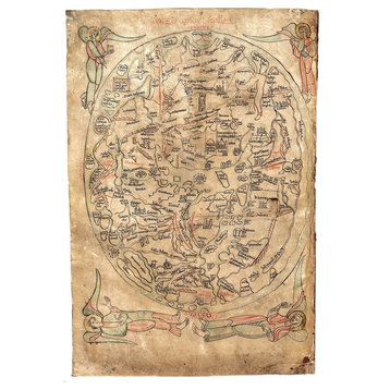 12th Century Henry of Mainz World Map, Peel & Stick Removable Wall Decal