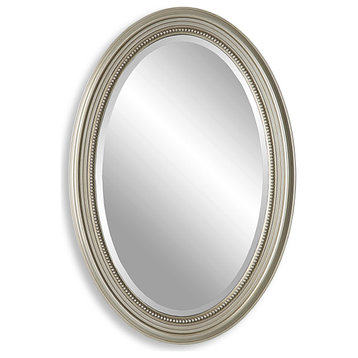 31" Farmhouse Gray Oval Mirror