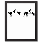 DDCG - Birds on a Wire Canvas Wall Art, 11x14 - The Birds on a Wire Canvas Wall Art, 11x14 from our  Animals Collection showcases a black silhouette of birds on a wire.  This framed canvas makes a perfect addition to your gallery wall or a single piece in your living room or home office. This wall art comes printed on professional grade tightly woven canvas with durable construction and finished backing, making it simple and easy to hang in your home. The result is a stunning piece of wall art you will love.