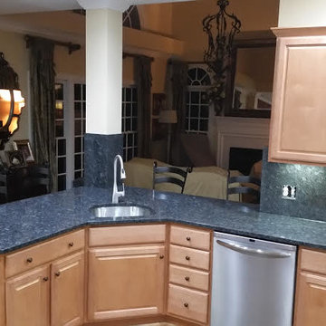 Steel Grey Granite Countertop. Full Backsplash