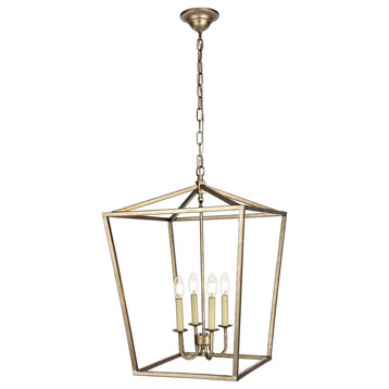 Living District Maddox 4-Light Transitional Metal Pendant in Vintage Silver