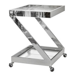Worlds Away Lenox Nickel Plated "Z" bar cart - Bar Carts