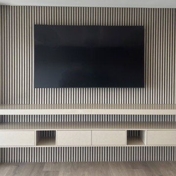 Custom Design Modern TV Unit with Grooved Panels
