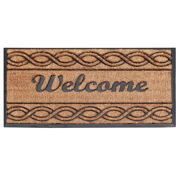 A1HC Rubber and Coir Beautifully Design Welcome Durable Doormat 23"x39", Beige