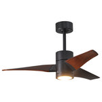 Matthews Fan Company - Super Janet 3-Bladed Paddle Fan With LED Light Kit, Matte Black Finish With Walnut Blades, 42" - The Super Janet's remarkable design and solid construction in cast aluminum and heavy stamped steel make it the heroine in any commercial or residential space. Moving air with barely a whisper, its efficient DC motor turns solid wood blades in walnut or barn wood tones. An eco-conscious LED light kit with light cover completes the package. Sophisticated, efficient and green, Super Janet carries a limited lifetime warranty.