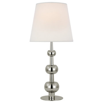 Comtesse Medium Triple Table Lamp in Polished Nickel with Linen Shade