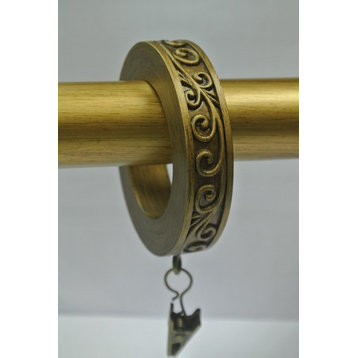 1 3/4" Scroll Designer Curtain Rings, Renaissance Gold, Set of 7