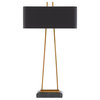 Adorn 2-Light Table Lamp in Antique Brass with Black