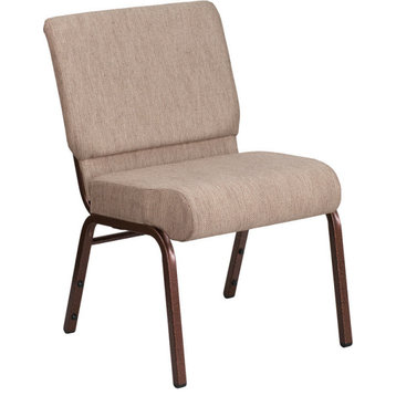 HERCULES Series 21''W Stacking Church Chair, Beige Fabric, Copper Vein Frame