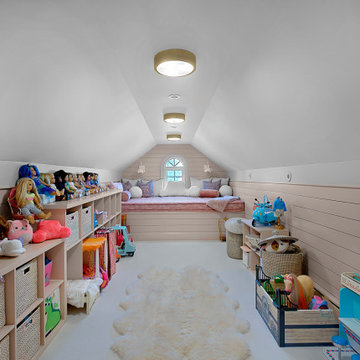 Finished Attic Playroom with Window Seat