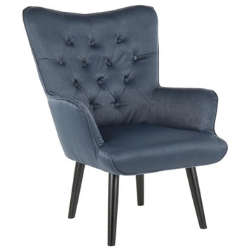 Isabel Accent Chair, Black Wood, Slate Satin