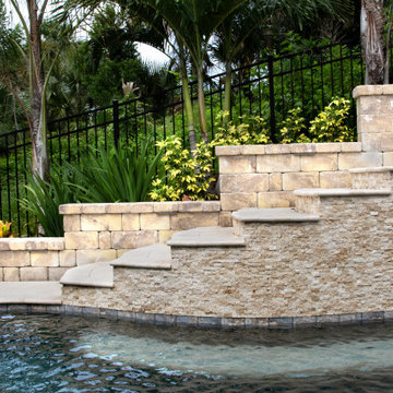 Free Form Pool with Double Staircase