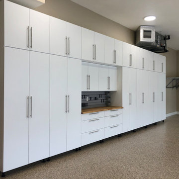 Garage White Cabinets Double Stacked