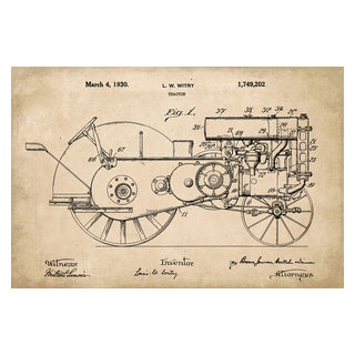 Epic Graffiti Type Writing Machine Blueprint Patent Parchment Giclee Canvas Wall Art, 12 inch x 18 inch