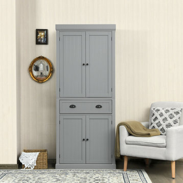 Costway Kitchen Cabinet Pantry Cupboard Freestanding w/Shelves Grey