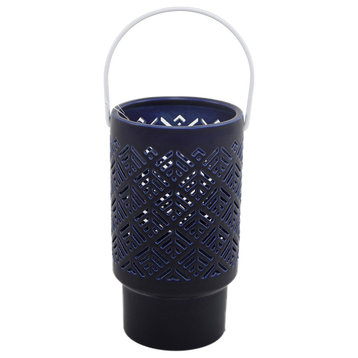 8In Led Herringbone Ceramic Lantern