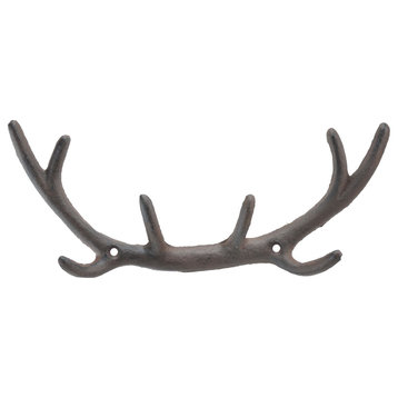 Cast Iron Wall Hook Rack, Deer Antlers, 11.25"W