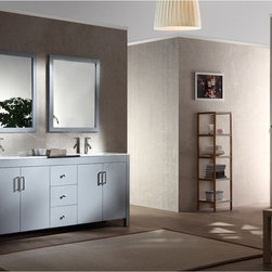 72 inch Contemporary Double Sink Bathroom Vanity Set in Grey Finish - Bathroom Vanities And Sink Consoles