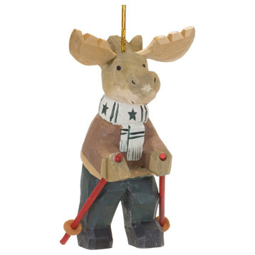Moose on Skis Ornament, Set of 6