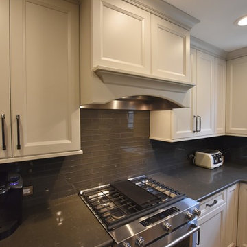 Transitional White Kitchen with Glass Highlight in Naperville