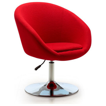 Hopper Swivel Adjustable Height Chair, Red and Polished Chrome