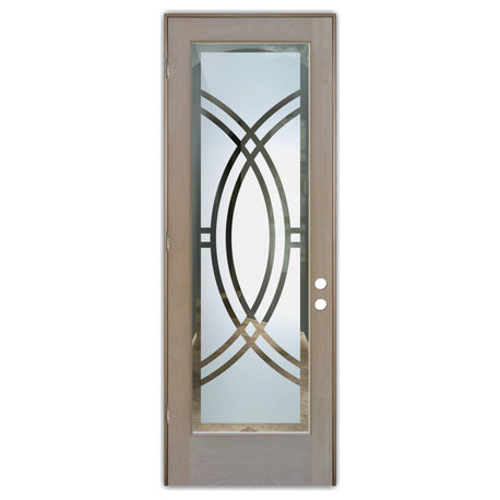 Front Door - Demi Circle - Alder Clear - 36" x 96" - Knob on Right - Pull Open