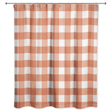 Orange Buffalo Check 71x74 Shower Curtain