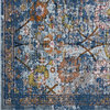 Minu Distressed Floral Lattice 8'x10' Area Rug, Blue Gray, Yellow and Orange