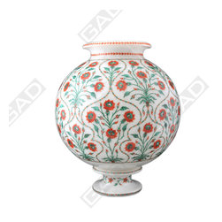 FLORAL CARNELIAN MARBLE FLOWER POT - Home Accessories & Decor