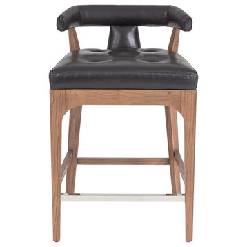 Moderno Counter Stool, Black Marble Leather