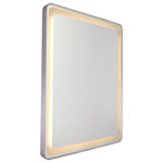 Artcraft Lighting - Reflections AM301 Mirror - The "Reflections Collection" mirrors feature LED lighting built in. The LED is controlled by a small ON/OFF switch which is on the mirror (the switch also allows control of the brightness). This model has a brushed aluminum rectangular frame.