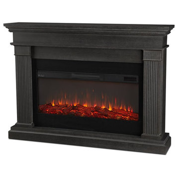 Bowery Hill Traditional Solid Wood Electric Fireplace in Gray