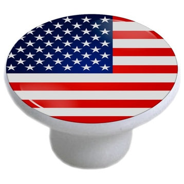 American Flag Ceramic Cabinet Drawer Knob